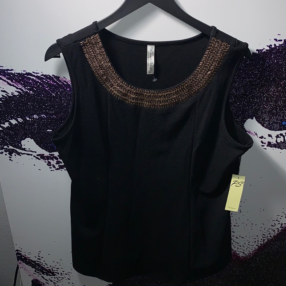 PERCEPTION BLACK TOP WITH BEAD WORK AROUND NECK